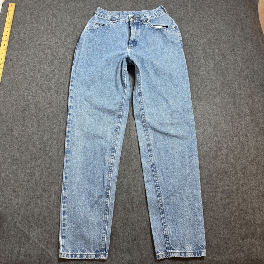 VTG 90s Lee High Waisted Mom Jeans Light Wash Tapered Leg Denim Size 8 M 24x30.5